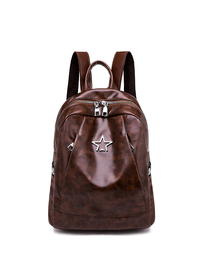 Fashion Brown Pentagram Studded Backpack,Backpack