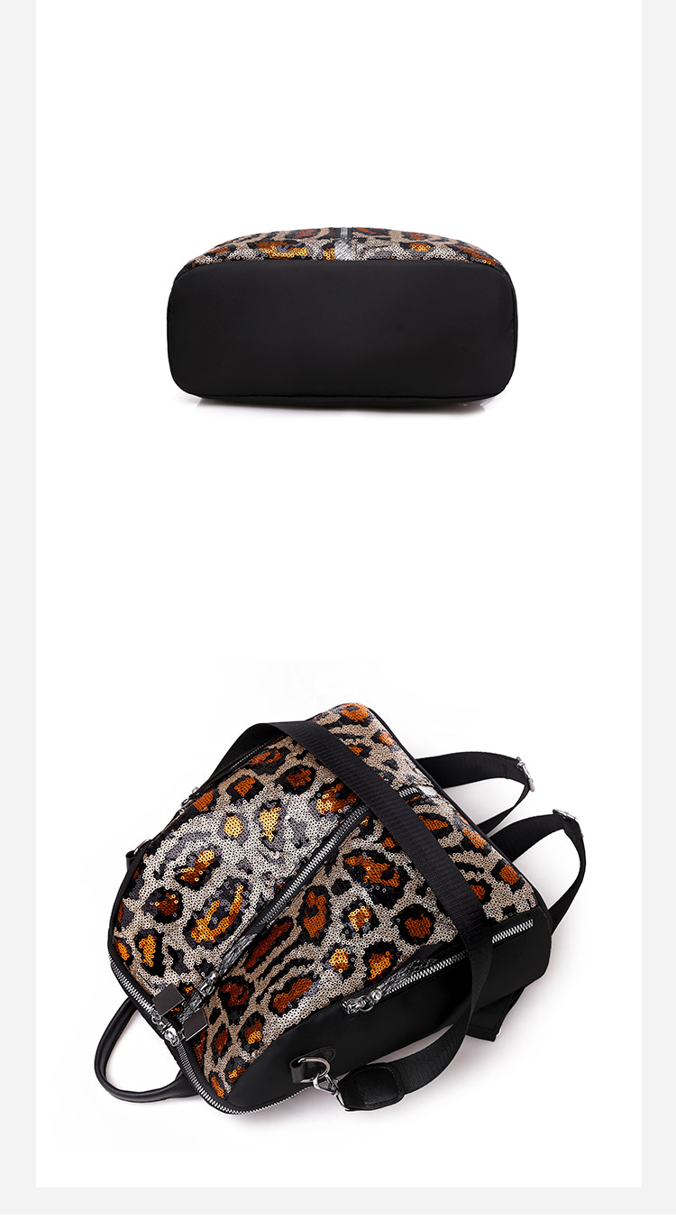 Fashion Orange Leopard Waterproof Sequined Oxford Backpack,Backpack