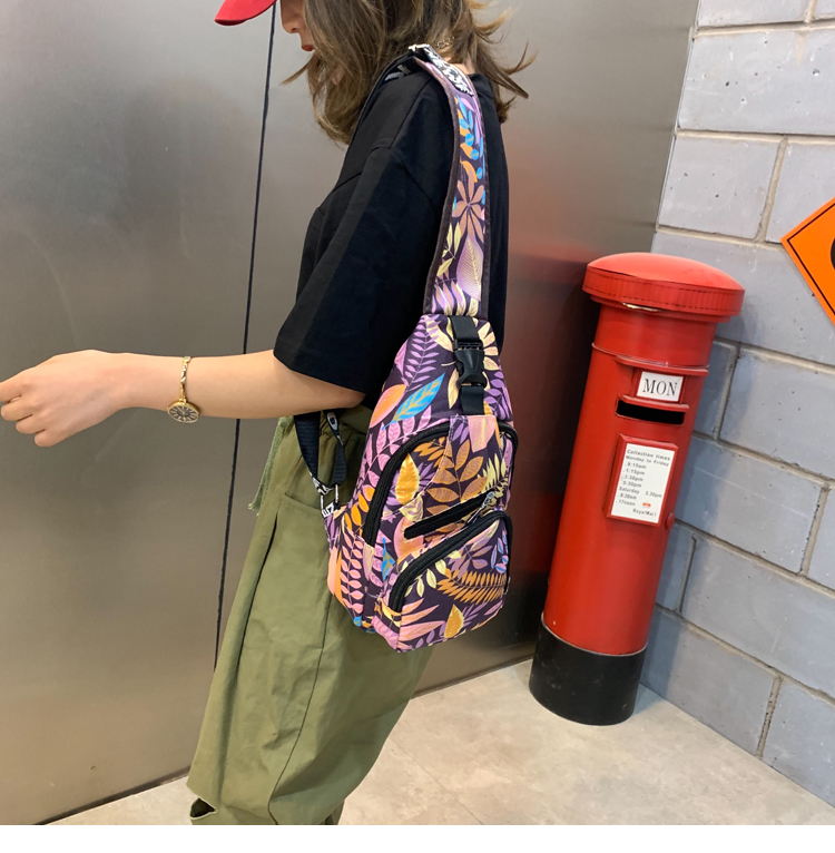 Fashion Purple Leaf Print Shoulder Crossbody Bag,Shoulder bags