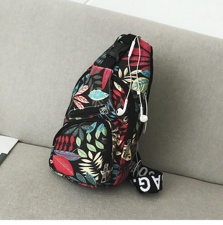 Fashion Black Leaf Print Shoulder Crossbody Bag,Shoulder bags