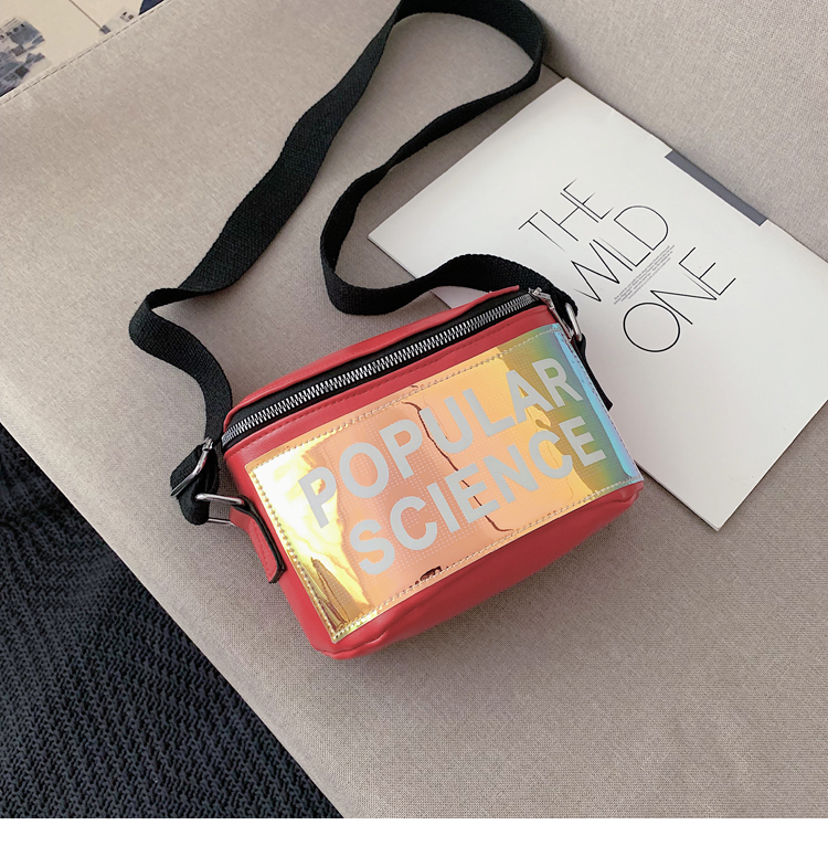 Fashion Black Laser Letter Shoulder Diagonal Package,Shoulder bags