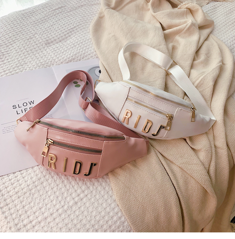 Fashion White Alloy Letter Pu Leather Chest Bag,Shoulder bags