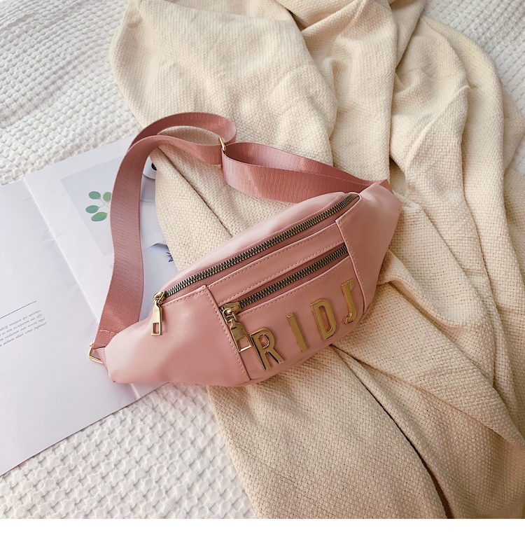 Fashion Pink Alloy Letter Pu Leather Chest Bag,Shoulder bags