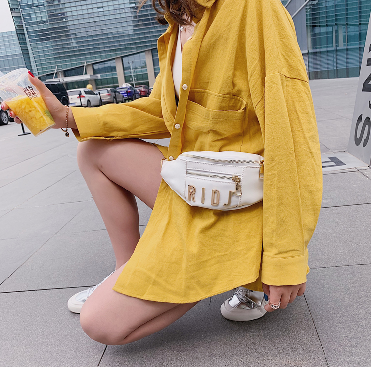 Fashion White Alloy Letter Pu Leather Chest Bag,Shoulder bags
