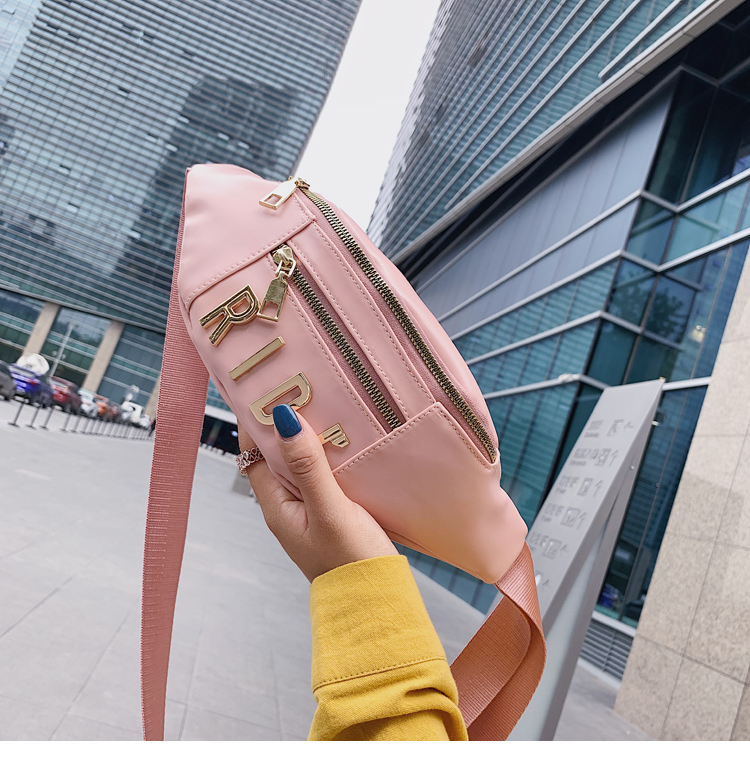 Fashion Pink Alloy Letter Pu Leather Chest Bag,Shoulder bags