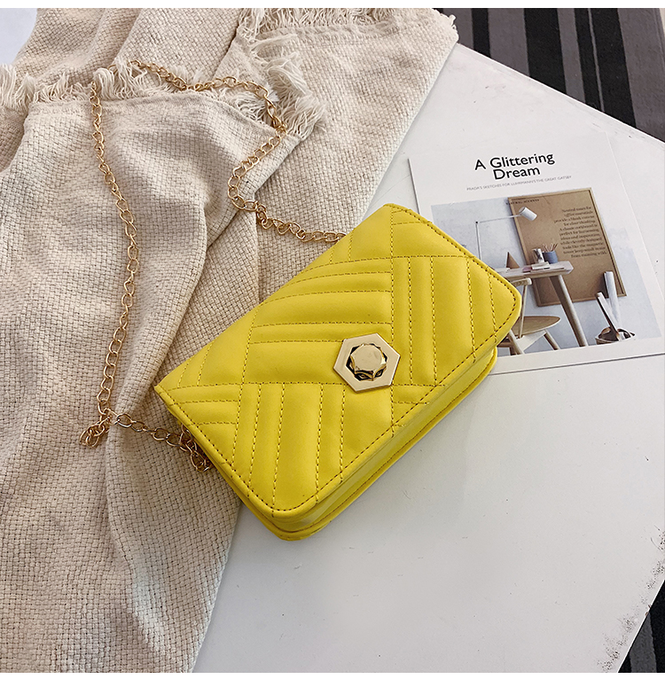 Fashion Yellow Embroidery Chain Chain Messenger Bag,Shoulder bags