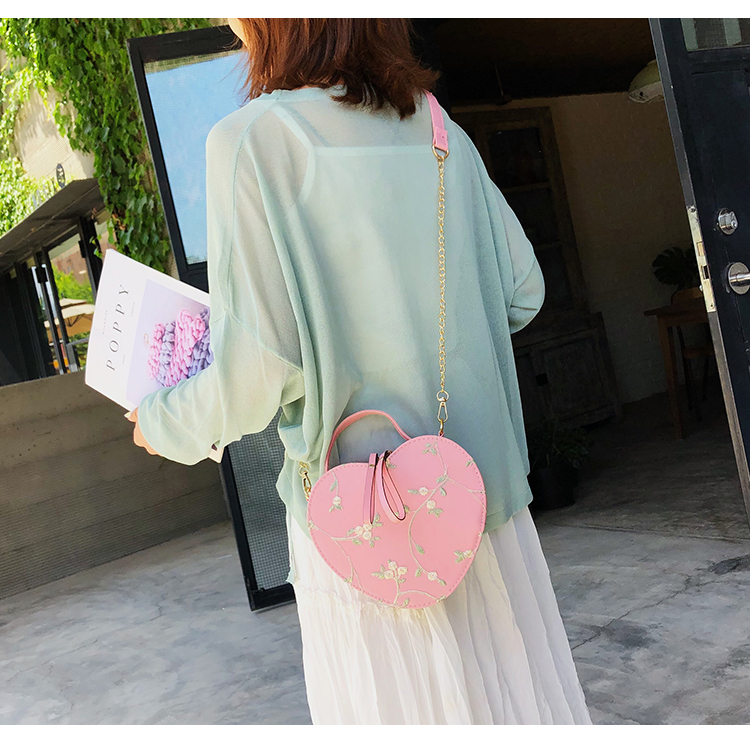 Fashion Pink Crossbody Chain Lace Embroidered Shoulder Tote,Shoulder bags