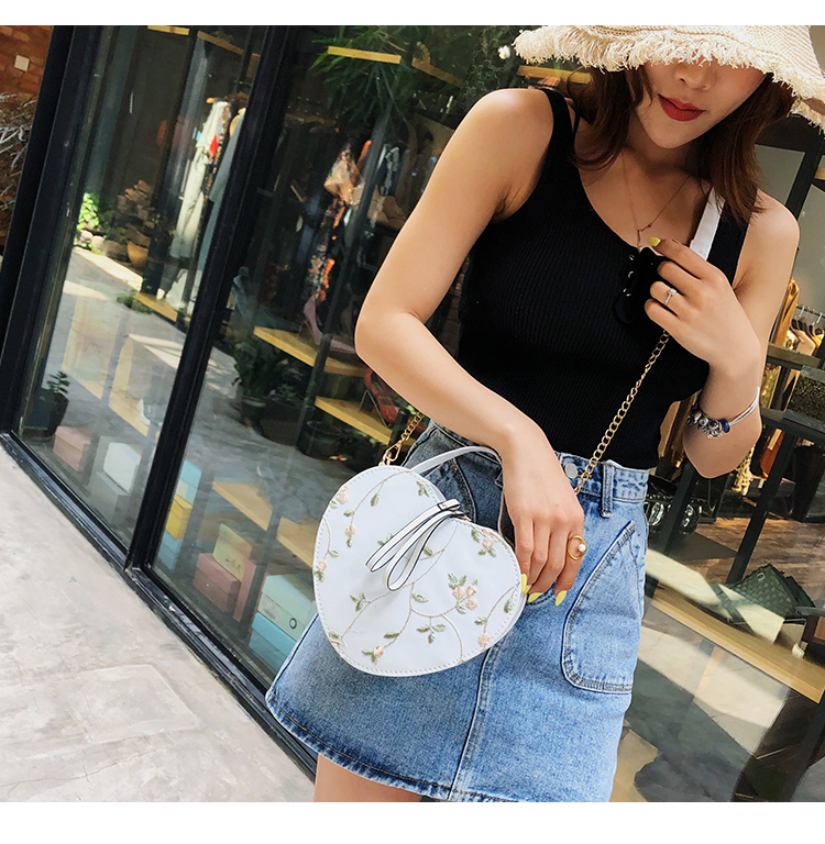 Fashion White Crossbody Chain Lace Embroidered Shoulder Tote,Shoulder bags
