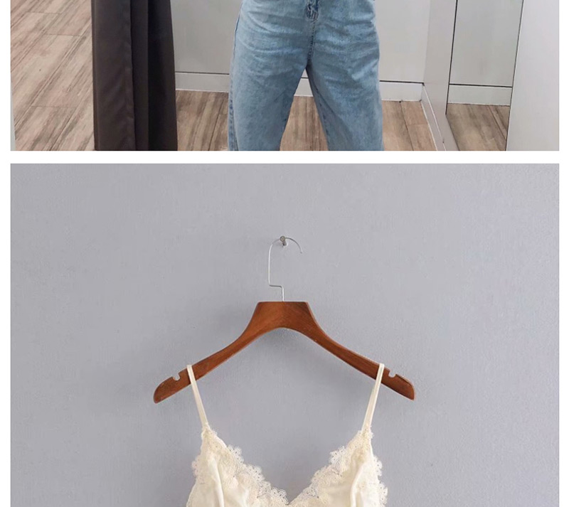 Fashion Cream Color Lace Stitching Short Vest,Tank Tops & Camis