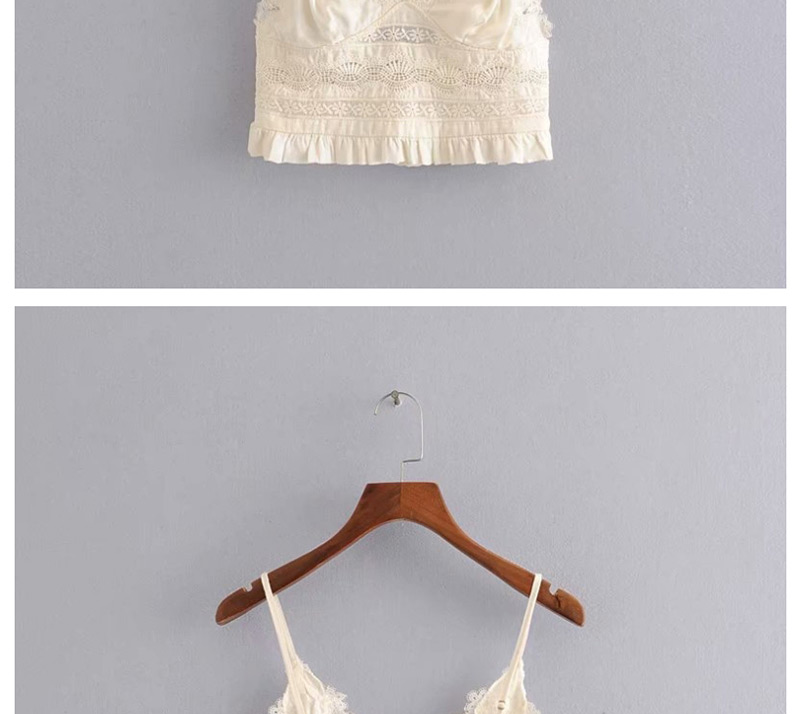 Fashion Cream Color Lace Stitching Short Vest,Tank Tops & Camis