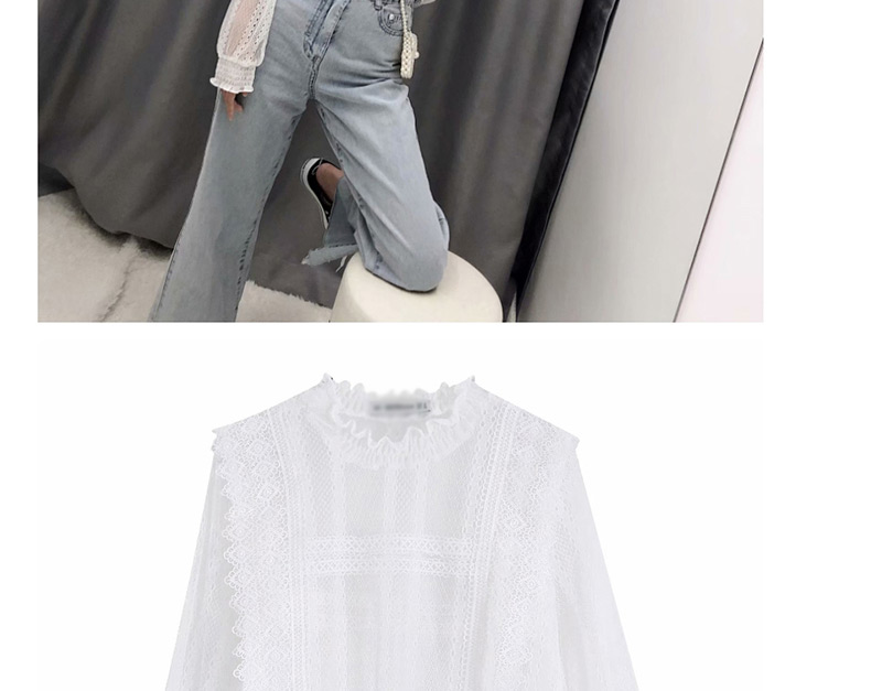 Fashion White Lace Stitching Perspective Shirt,Tank Tops & Camis