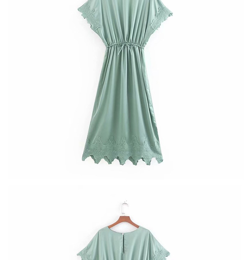 Fashion Lake Green Splicing Silk Satin Dress,Long Dress