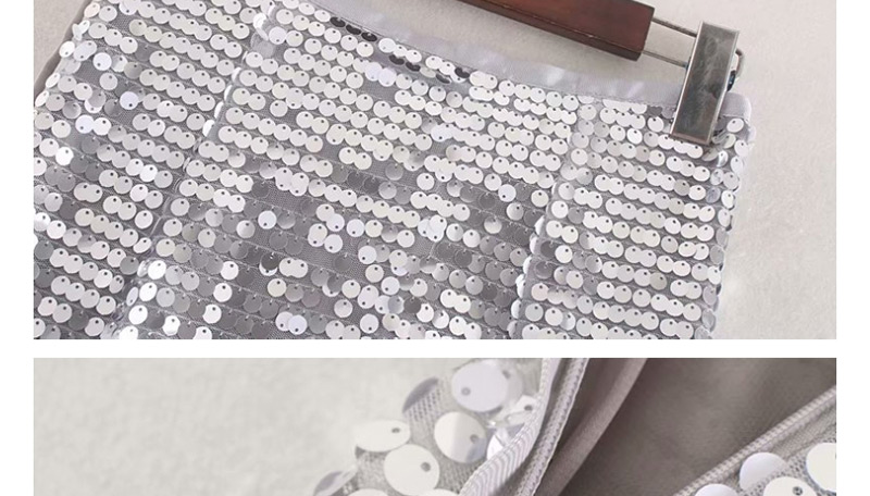 Fashion Silver Sequined Stitching Skirt,Skirts