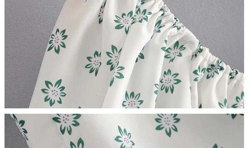 Fashion White Floral Print Puff Sleeve Dress,Mini & Short Dresses