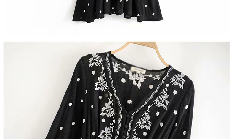 Fashion Black Embroidered Waist Lace Dress,Long Dress