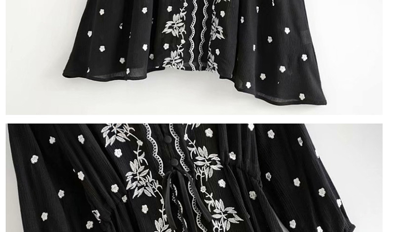 Fashion Black Embroidered Waist Lace Dress,Long Dress