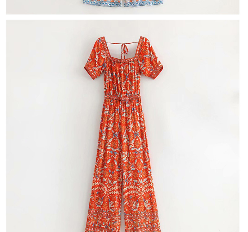 Fashion Orange Floral Print Lace Jumpsuit,Bodysuits