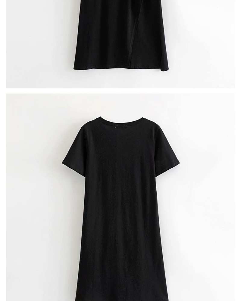 Fashion Black Side Slit Buttoned Two-piece Dress,Long Dress