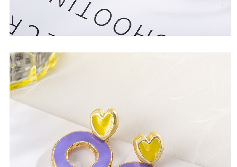 Fashion Pink Love Color Contrast Stitching Glazed Round Earrings,Drop Earrings