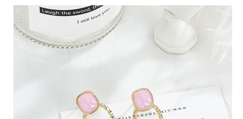 Fashion Pink Square Resin Stitching Earrings,Stud Earrings