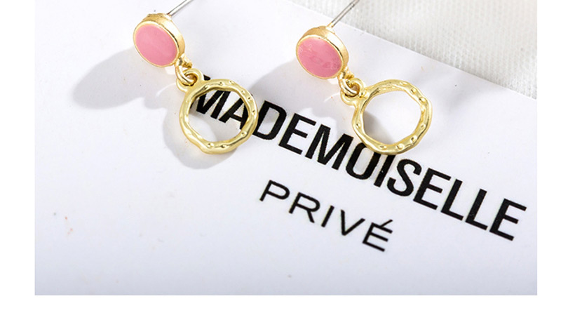 Fashion Round Pink Geometric Round Color Stitching Stud Earrings,Drop Earrings