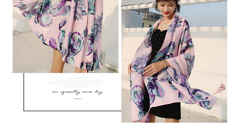 Fashion Purple Cotton And Linen Printed Scarves,Thin Scaves