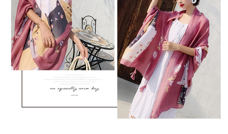 Fashion Cute Cat Cotton And Linen Printed Scarves,Thin Scaves