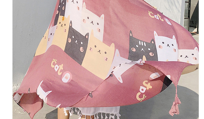 Fashion Cute Cat Cotton And Linen Printed Scarves,Thin Scaves