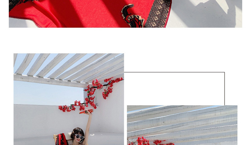 Fashion Hanging Beads Red Spike Cotton And Linen Printed Scarves,Thin Scaves