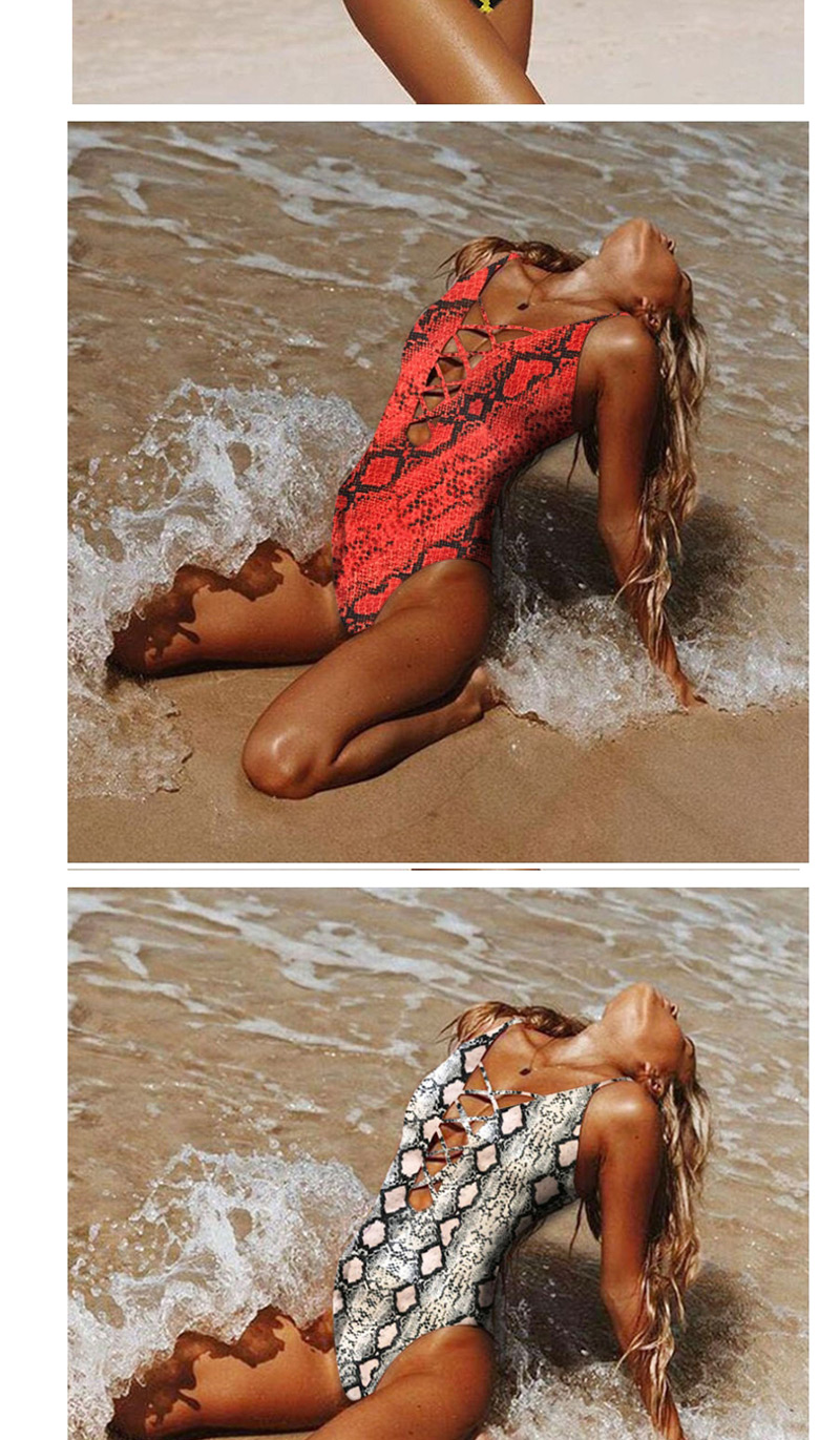 Fashion Snake Skin Dark Printed One-piece Swimsuit,One Pieces