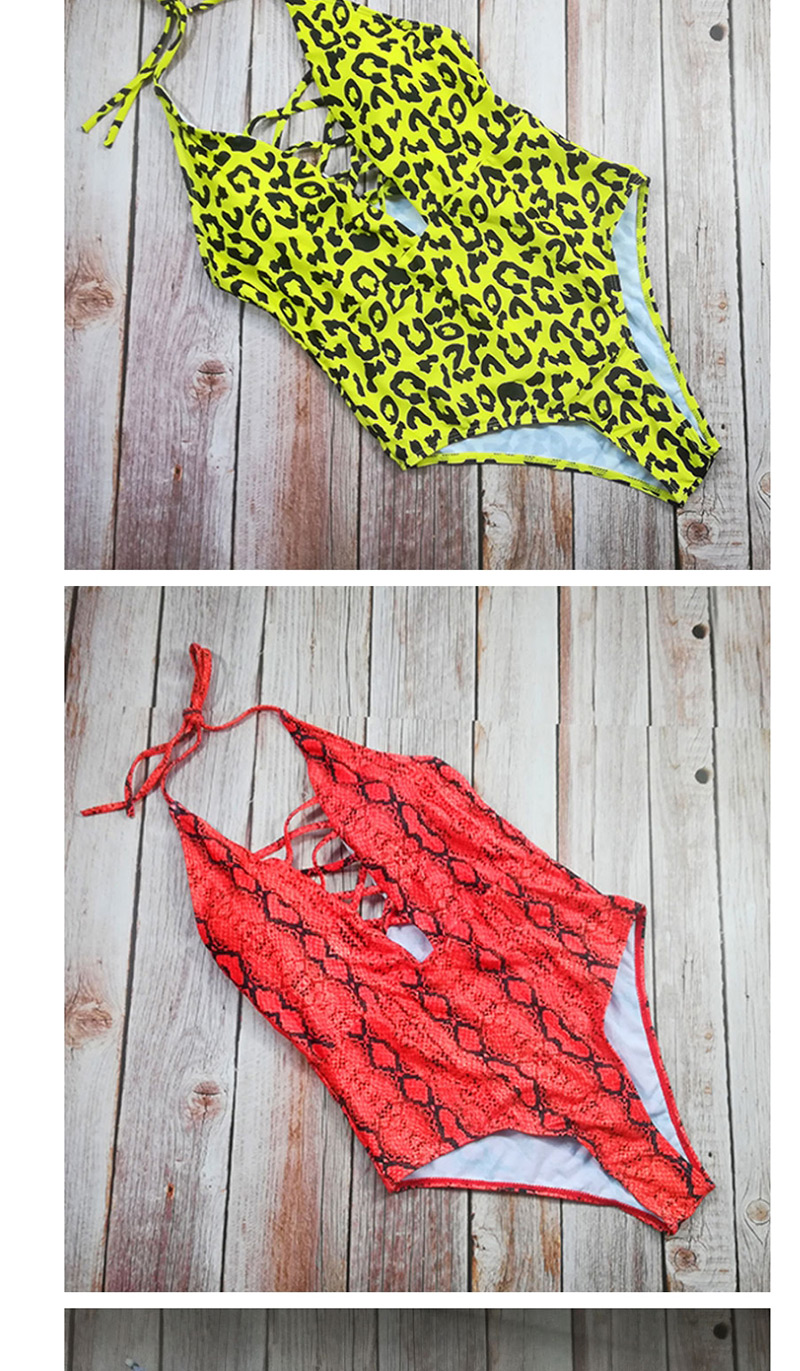 Fashion Snake Skin Dark Printed One-piece Swimsuit,One Pieces