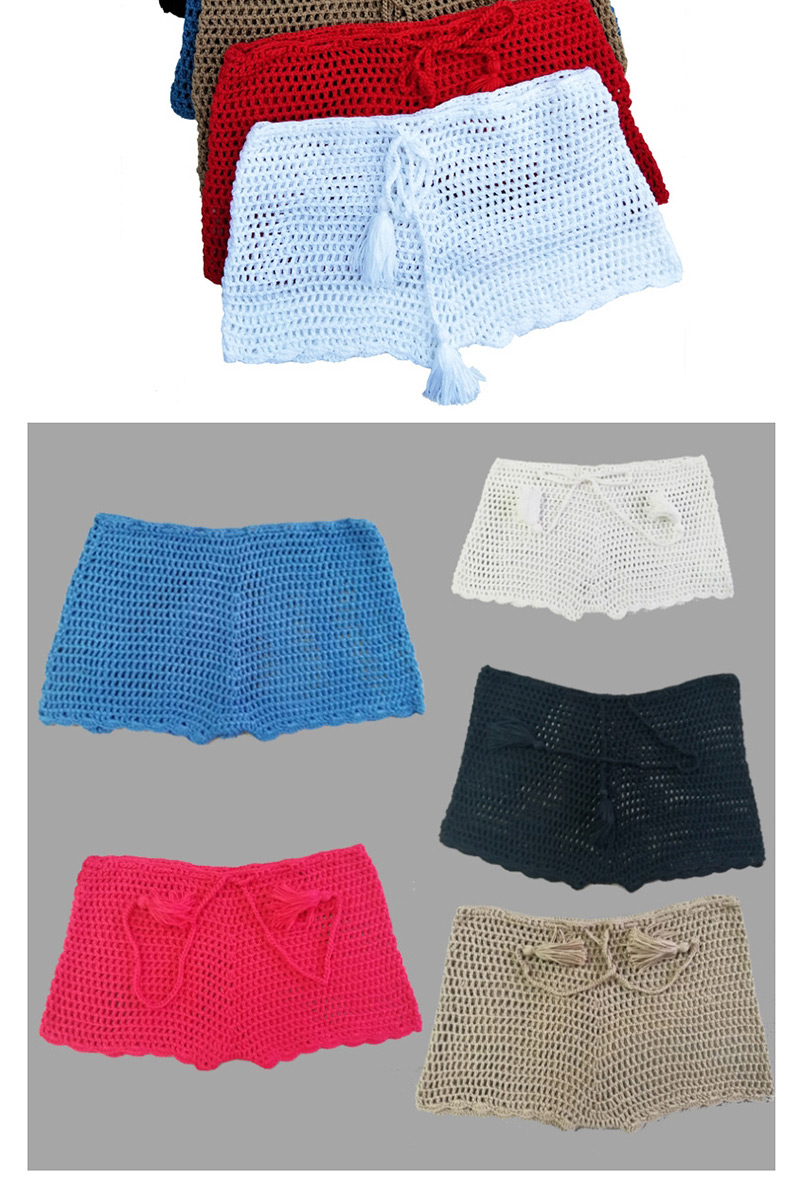 Fashion Blue Lace-knit Boxer Short-sleeved Swim Trunks,Shorts