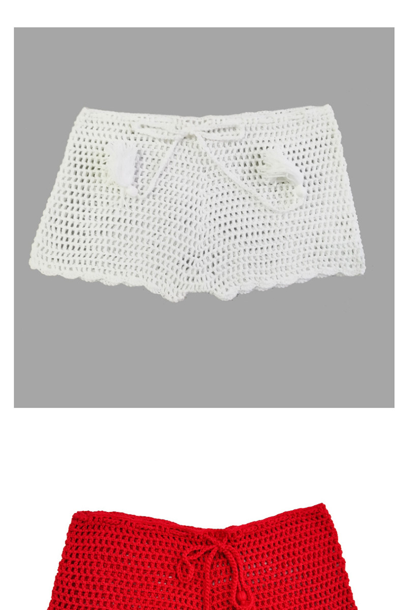 Fashion White Lace-knit Boxer Short-sleeved Swim Trunks,Shorts