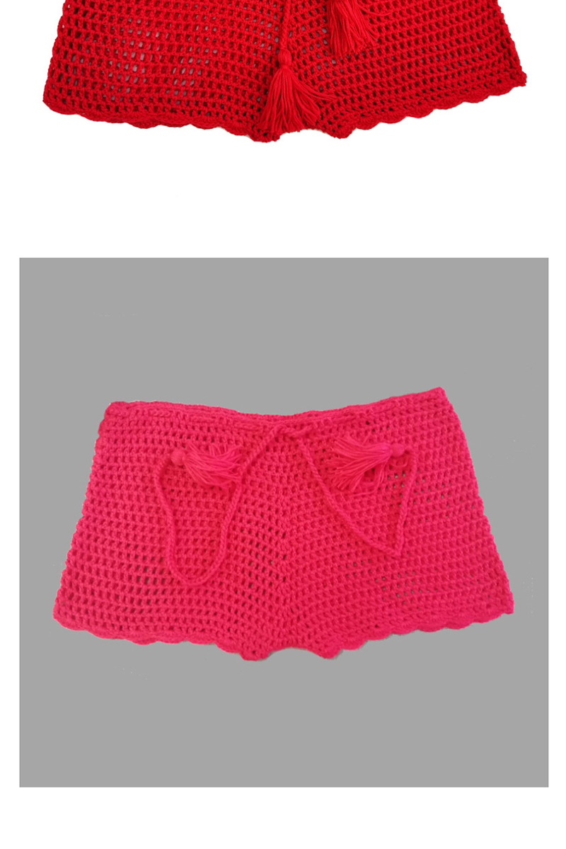 Fashion Red Lace-knit Boxer Short-sleeved Swim Trunks,Shorts