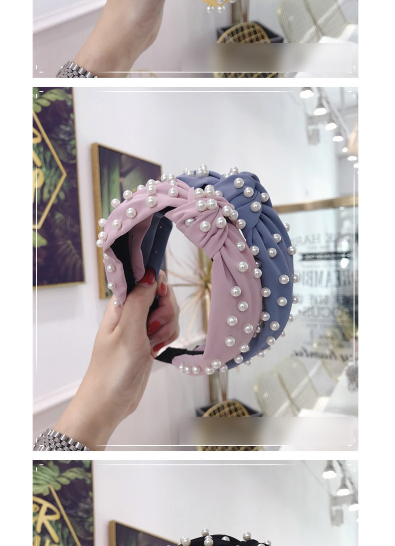 Fashion Pink Cloth Beaded Knotted Wide-brimmed Headband,Head Band