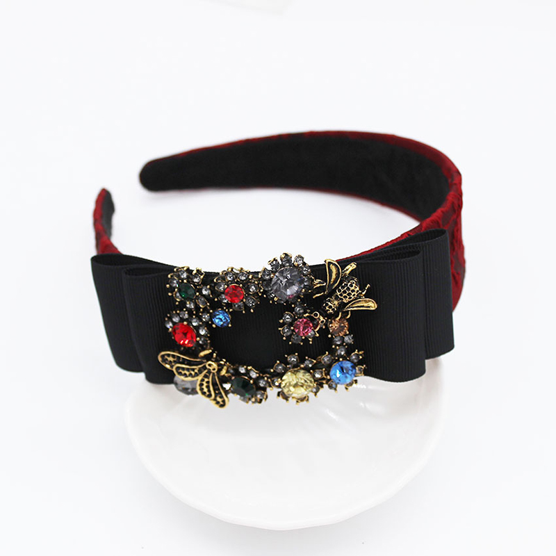 Fashion Black Color Full Diamond Geometric Heart Bee Headband,Head Band