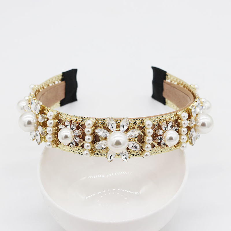 Fashion Gold Pearl Flower Geometric Headband,Head Band