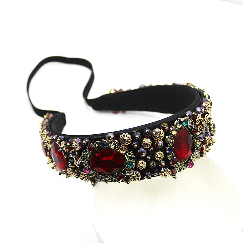 Fashion Square Diamond Red Gemstone Headband,Head Band