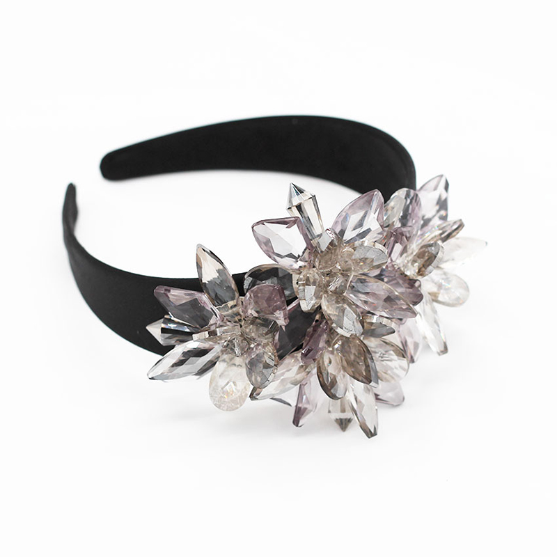 Fashion Gray Transparent Crystal Large Flower Headband,Head Band