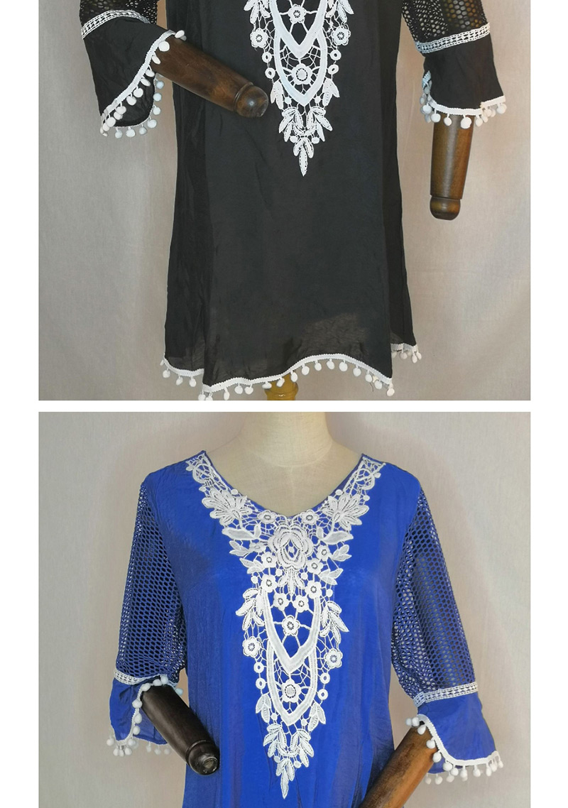 Fashion Blue Lace Stitching Mesh Sunscreen Clothing,Sunscreen Shirts