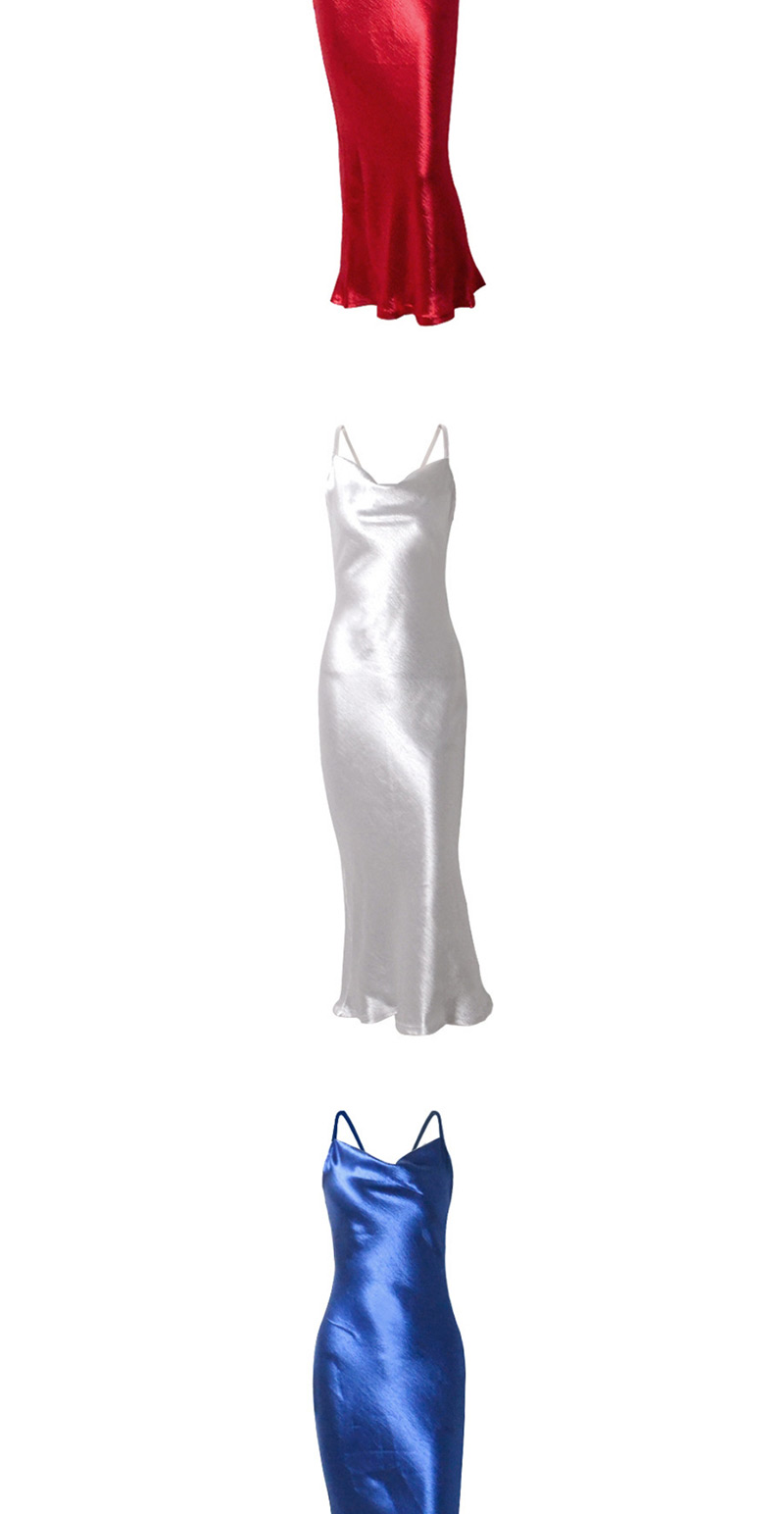 Fashion Sapphire Sling Satin Fishtail Dress,Long Dress