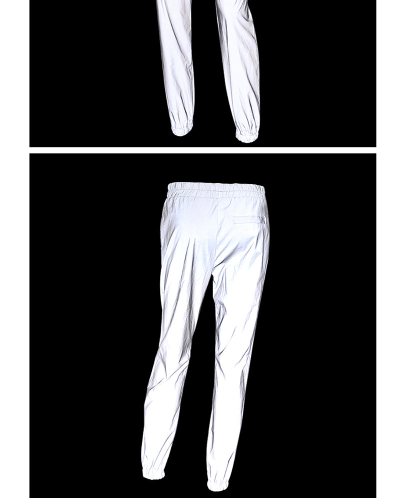 Fashion White Beamed Night Running Pants,One Pieces