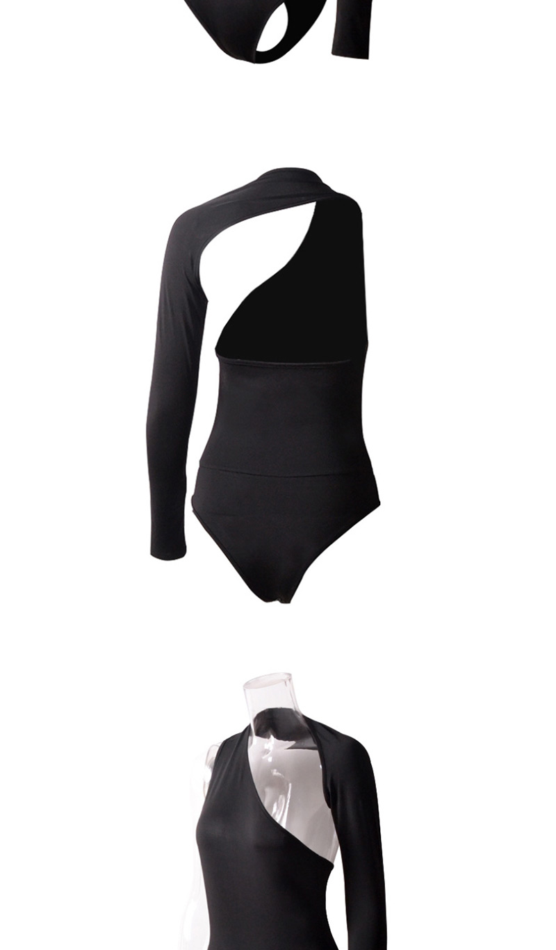 Fashion Black Milk Silk One-shoulder Jumpsuit,Bodysuits