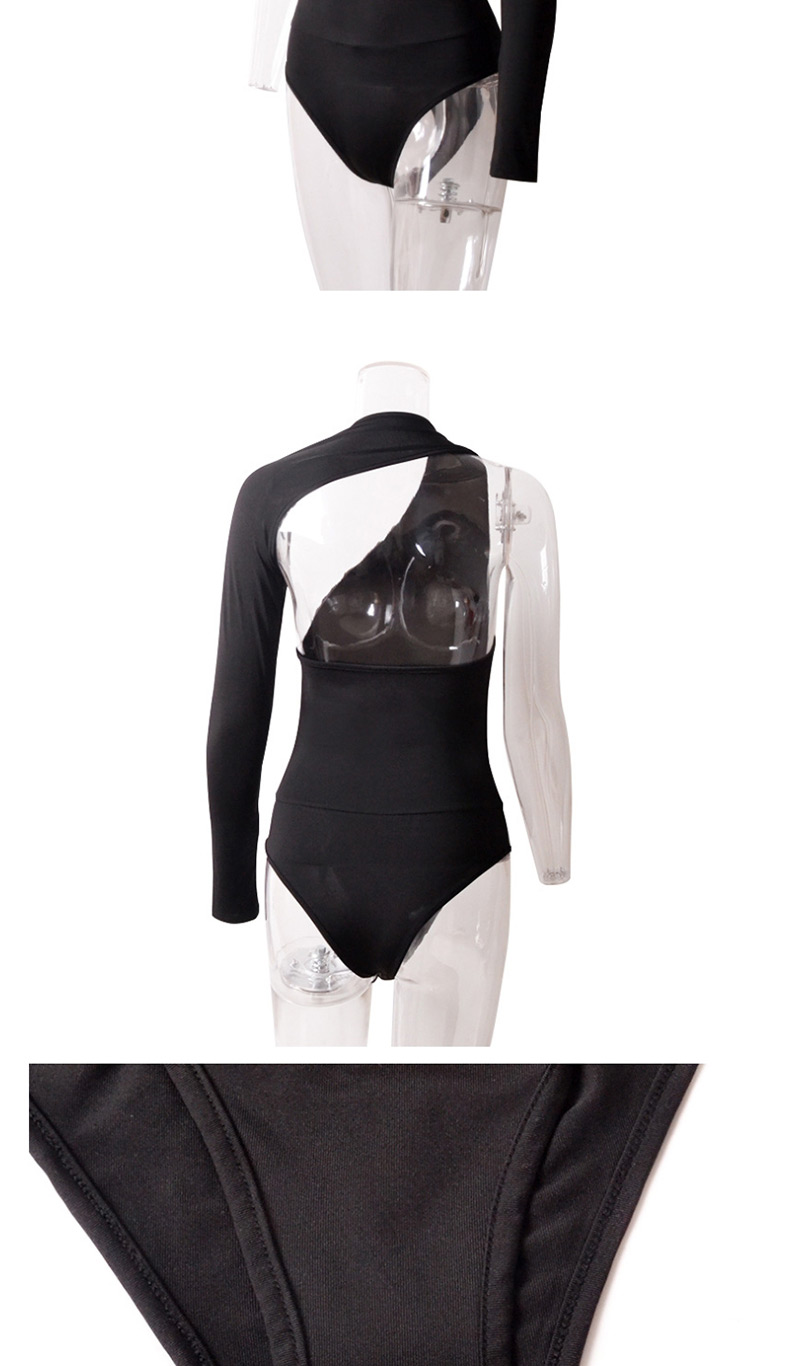 Fashion Black Milk Silk One-shoulder Jumpsuit,Bodysuits