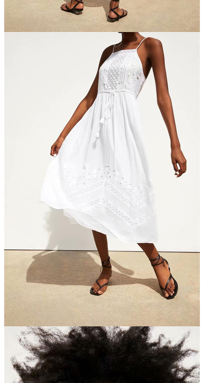 Fashion White Embroidered Dress,Long Dress