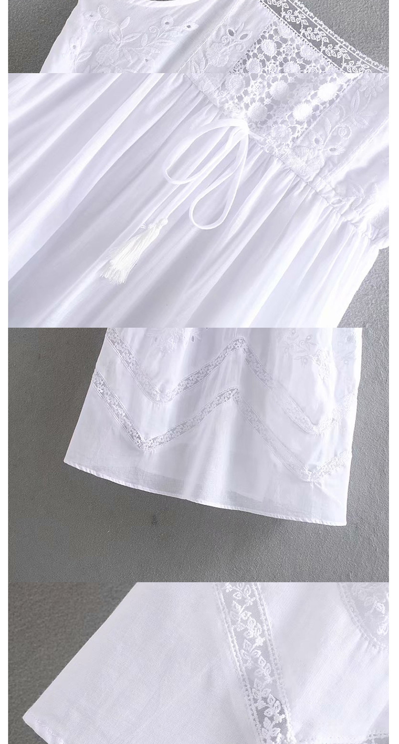 Fashion White Embroidered Dress,Long Dress