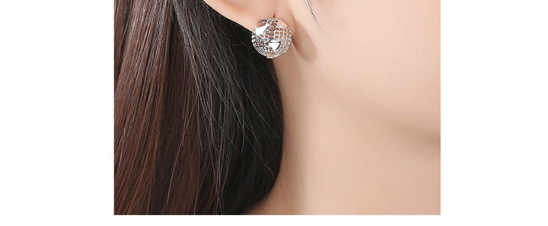 Fashion Platinum Hollow Globe Earrings,Earrings