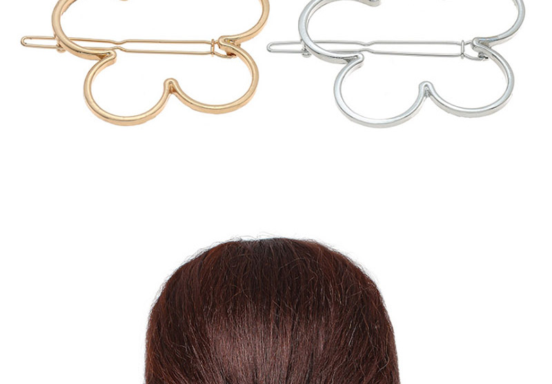 Fashion Flower Gold Alloy Openwork Flower Rectangular Double-breasted Hairpin,Hairpins