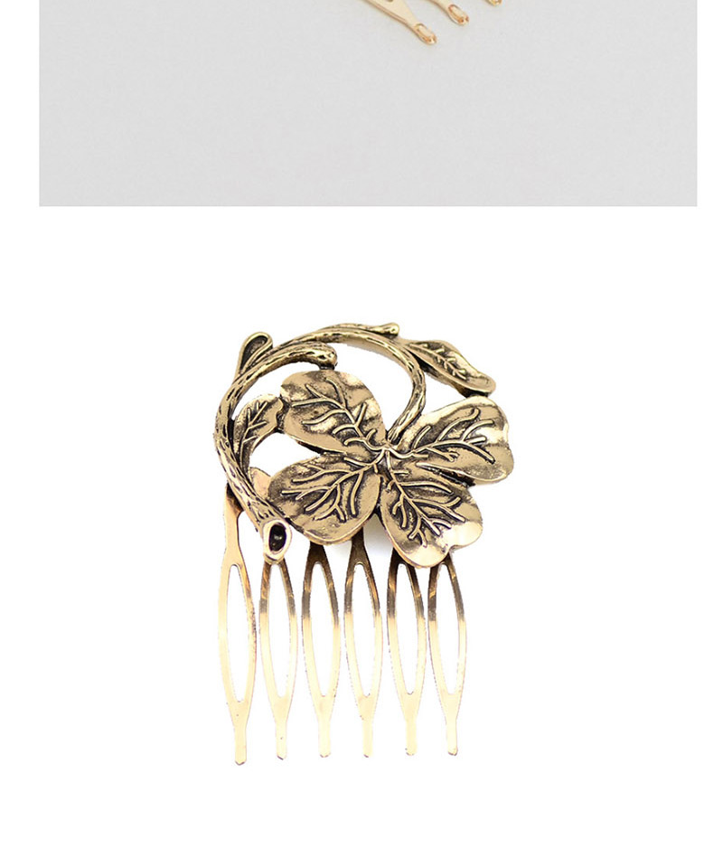 Fashion Gold Diamond Leaf Pearl Hair Comb,Hairpins