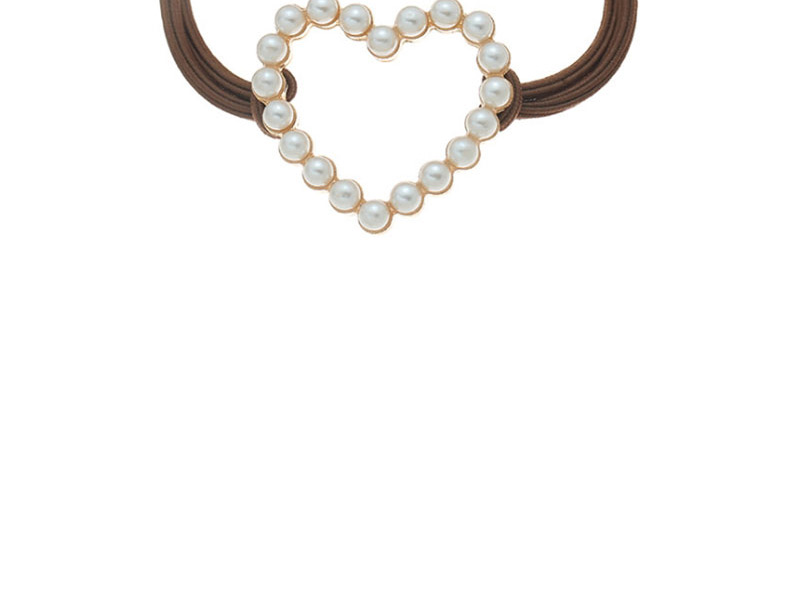 Fashion Heart Shaped Pearl + Drill Geometric Alloy Knotted Pearl Hair Rope,Hair Ring
